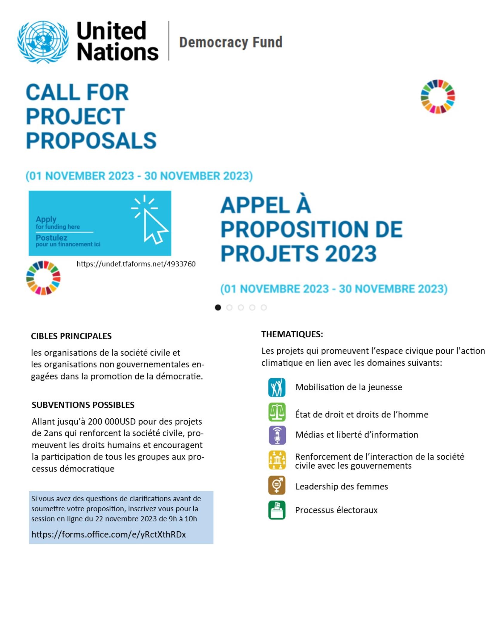 APPEL A PROPOSITION DE PROJETS